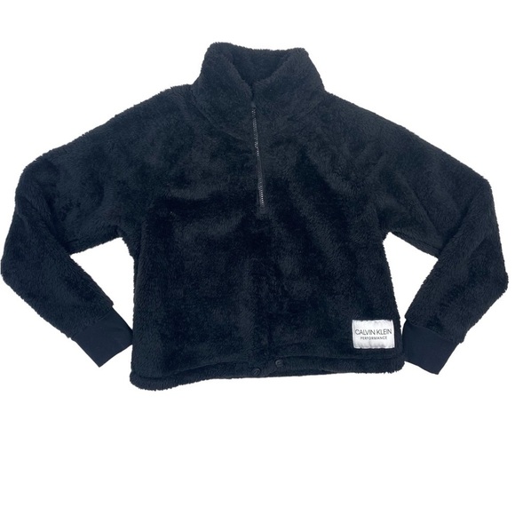 Calvin Klein performance Sherpa teddy cropped pullover women’s size medium - Picture 1 of 10